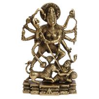 Maa Durga Idol On Lion Ma Sherawali Murti, Vaishno Devi Maa, Brass - 11.5 Inch black
