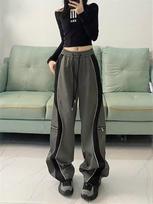 Harajuku Kpop Laisvos Cargo Kelnės Moterys Šoka Oversized Korėjos Y2k Streetwear Patchwork Kelnės Bėgiojantis sportinės kelnės Hipis XL pilka