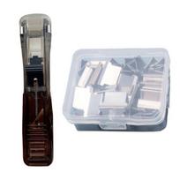 Paper Clip Stapler Portable Clip Dispenser No Hole Punching Paper Pusher with 50 Refillable Transparent Metal Clips Office School Supplies A sidabras
