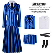 Adamsų šeima Trečiadienė Mokyklos uniforma Cosplay Helovino kostiumas 120 blue