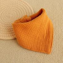 Newborn Baby Cotton Muslin Triangle Bib Breathable Anti Spit Up Burp Cloth Solid Crinkle Texture Soft