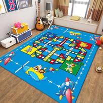 Kids Ludo Game Rug Dinosaur Traffic Map Carpet Mat for Preschool Home Playroom Educational Multiplayer Play Home Decoration 40X60CM blue