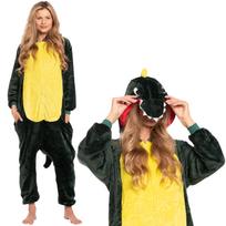 Women's jumpsuit kigurumi onesie dinosaur green 175-185 cm xl yellow