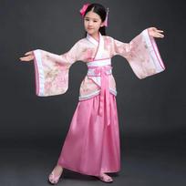Senovės Kinijos suknelė Mergaitėms Vaikams Kimono Tradicinis Etninis Ventiliatorius Studentų Choro Šokio Kostiumas Japoniška Yukata Kimono Stiliaus 13-14Y(150-160cm) white
