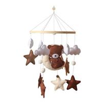 Baby Crib Mobile Rattle Toy For 0-12 Months Cartoon Felt Forest Animal Bed Bell Hanging Wooden Bracket Mobile Newbaby Rattle Toy brown