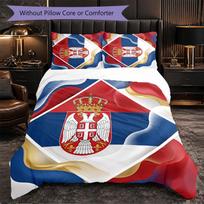 Serbia Pattern 3 Pieces Bedding Set Soft Microfiber Duvet Cover with Pillow Cases for Bedroom 200cm*200cm