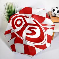 Red White Mainz Pattern Automatic Folding Umbrella - 8-Rib Travel Umbrella with Auto Open/Close & Portable, Gift for Christmas, Birthdays