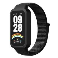 Plastic‑Cover Integrated Nylon Loop Watch Band for Xiaomi Smart Band 9 Active / Redmi Band 3, Replacement Strap, Strap Only For Xiaomi Smart Band 9 Active / Redmi Band 3 juoda