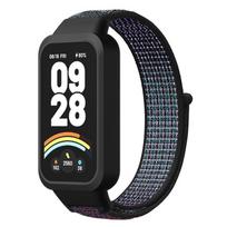Plastic‑Cover Integrated Nylon Loop Watch Band for Xiaomi Smart Band 9 Active / Redmi Band 3, Replacement Strap, Strap Only For Xiaomi Smart Band 9 Active / Redmi Band 3 violetinė
