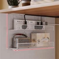 Adjustable Under-desk Cable Management Tray No Drill Metal Wire Socket Storage with Clamp Wiring Storage Rack Home