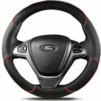 Automobilio vairo apdangalas Ford Fiesta Ecosport B-MAX Ka(Ka+) Tourneo Courier „Pasidaryk pats“ Rankomis siūtas Juodas PU Mikropluošto Oda red round gray
