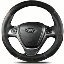 Automobilio vairo apdangalas Ford Fiesta Ecosport B-MAX Ka(Ka+) Tourneo Courier „Pasidaryk pats“ Rankomis siūtas Juodas PU Mikropluošto Oda brown round gray