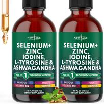 Skydliaukės lašai Selenas Cinkas Jodas L-Tirozinas Indinis ženšenis Ciberžolė Schisandra Čili pipiras Bazilikas Skystas maisto papildas Folio rūgštis | 4 oz