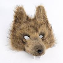 Handmade Wolf Mask Tail Set Halloween Cosplay Costume Party Prop Tan Yellow Mask brown