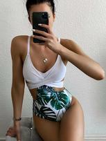 2023 M. Lapų Rašto Maudymosi Kostiumas Moterims Kūną Apgaubiantis Viengubas Maudymosi Kostiumas Maio Biquini Mujer Trikini Banador Monokini Bikini Badpak Maillot Femme S balta