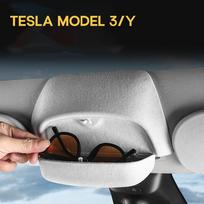 For Tesla Model 3 Model Y 2023 2022  - 2017 Car Glasses Holder Case Sunglasses Storage Box Auto Interior Car ABS MODEL Y gray