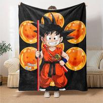 1 vnt. Dragon Ball Z, Goku minkštas šiltas pledas miegui, skirtas sofai, foteliui, biurui, lovai, stovyklavimui, kelionėms, patogus 150cmx200cm orange