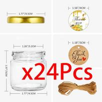 1.5 Oz Round Mini Glass Honey Jars With Wood Dipper, Bee Pendants And Jutes, For Baby Shower, Wedding Favors, Party Favors