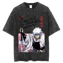 Gintama Manga Grafinis Marškinėlis Sakata Gintoki Spausdintas Marškinėlis Senovinis Skalbtas Perdyelis Marškinėlis Vyriški Drabužiai Trumpomis Rankovėmis Marškinėliai M black