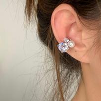Super Sparkly Zirconia Pearl Ear Cuff - No Piercing Needed, High-End Luxury Design for Women brown
