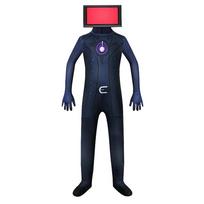 Toilet Skibidi Tv Man Cosplay Costume Halloween Role Playing Events Party Game TV ,Kid 110 black