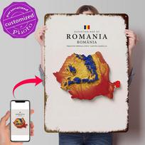 Elevation Map of Romania D Printed Texture Poster Personalized Wall Art Retro Metal Tin Signs for Home Decor Office Decoration 20x30cm（7.8x11.8inch） brown