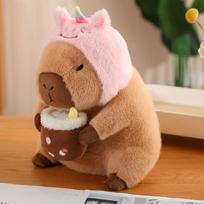 Capibara pliušinis žaislas modeliavimas Capibara Cosplay Vienaragis Dinozaurų Suknelė Boba Duona Vaisiai Maistas Dekoras Paukščiai burbulais įdaryti gyvūnai about 30cm brown