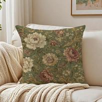 Vintage European Baroque Floral Pillow Case Organic Short Plush Cushion Covers Breathable Washable WrinkleResistant 45cmx45cm(18x18Inch)