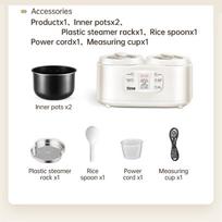 Smart Dual-Pot Rice Cooker with Timer, Non-stick, Multi-functional for Steaming, Cooking, and Soup - Dual-Control Household Appliance. beige