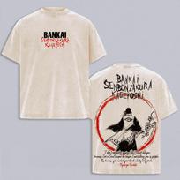 Kuchiki Byakuya BLEACH T-shirt Manga Vintage Washed Oversized T Shirt Summer Short Sleeve Pure Polyester Tees Clothes Men Clothing L white
