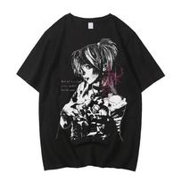 Manga DEATH NOTE T Shirts L Lawliet Graphic Print T-Shirts Washed Tshirt Short Sleeve 100% Cotton Soft Tee Men Women Clo 4XL gray
