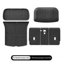For Tesla Model Y Juniper 2025 Front Rear Trunk Mat TPE All-weather Seat Backrest Anti-Kick Mat Trunk Cargo Liner Protective Pad