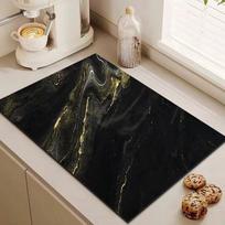 Marbled Coffee Machine Mat Diatomite Kitchen Drainage Absorbent Quick Drying Placemat Bathroom Anti-slip Rug 30X40CM(0.9X1.3FT)&Strip