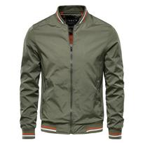 Vienos spalvos bomber striukė vyrams, laisvalaikio, slim fit, beisbolo, vyriškos striukės, rudens mada, striukės vyrams 2XL žalia
