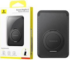 Magnetinis kortelių laikiklis Baseus MagPro 3 Card Holder, juoda sp.