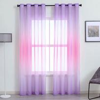 Modernios gradiento tiulio langų užuolaidos svetainei 3D spalvingos permatomos užuolaidos miegamajam Voile slankiojančios virtuvės užuolaidų dekoras W100xL160cm 1pc&pull pleated tape violetinė