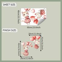 Cartoon Cute Little Cat Heart Balloon Bedroom Living Room Entrance Hall Home Background Beautification Wall Stickers white