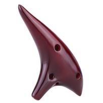 12 Holes Ceramic Ocarina Flute Alto C Smoked Burn Submarine Style Musical Instrument with Music Score for Music Lover gray