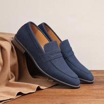 Vyriški Klasikiniai Retro Penny Loaferiai Mocasins Karvės Zomšas Vyriški Odiniai Laisvalaikio Batai Vyriški Lauko Vairavimo Įslystami Plokščiapadžiai 38 mėlyna
