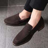 Vyriški Klasikiniai Retro Penny Loaferiai Mocasins Karvės Zomšas Vyriški Odiniai Laisvalaikio Batai Vyriški Lauko Vairavimo Įslystami Plokščiapadžiai 43 tamsiai ruda spalva