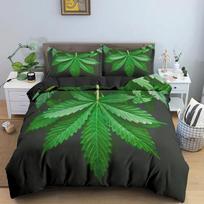 Žalias Gamtos Piktžolių Lapų Patalynės Komplektas Viengulio Dvigulio Karalienės Karaliaus Cal Karaliaus Dydžio Lovos Patalynės Rinkinys 70x133cm 2pcs black