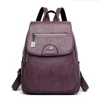 Moteriška kuprinė didelės talpos minkštas PU kelioninis krepšys Fashion Trend Studentų kuprinė nuo vagysčių imitacijos avikailio One Size violetinė