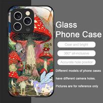 Kūrybingas Asmenybės Grybų Rašto Grūdinto Stiklo Telefono Dėklas IPhone 17 16 Pro Max 15 14 13 12 Mini 11 X XS 7 8 Plus Dangtelis iPhone 15 Pro Max black