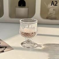 Korėjietiško stiliaus graviruotas reljefinis mažas taurės stiklinis puodelis, skirtas Soju sake alkoholiniams gėrimams, trumpas stiklas gray