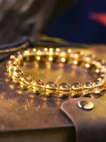 Natūralus citrino apyrankė: Brazilijos auksinės oranžinės kristalinės karoliukai vyrams, moterims, poroms 10mm Bead brown