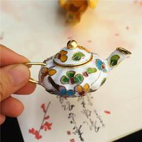 Antique Cloisonne Teapot Ornament Handmade Enamel Copper Wire Craft Beijing Style Home Decor brown