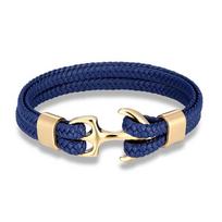 VEROMCA Daugiasluoksnė odinė apyrankė vyrams ir moterims Mėlynas stilius Inkaras Apyrankė Juodas nerūdijančio plieno užsegimas Apyrankė 19cm blue