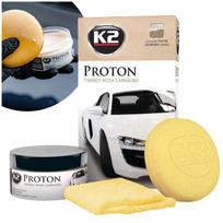 Hard carnauba wax K2 Proton for paint protection with microfiber and applicator