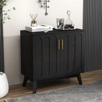 Mid-century modern style sideboard with fluted fronts, adjustable shelves and solid wood legs; storage furniture for living room, entryway and hallway 80.01 x 40.01 x 80.01 cm juoda