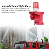 Industrial Siren Alarm Waterproof 130db Volume Adjustable High Power Emergency Strobe Sound Light Alarm for Mine Factory DC12V red